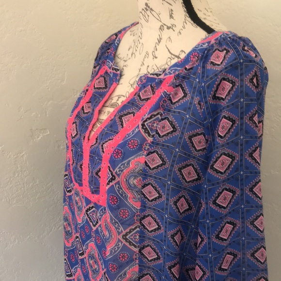 OLD NAVY Blue Paisley Periwinkle Neon Pink Size Medium - Picture 5 of 16